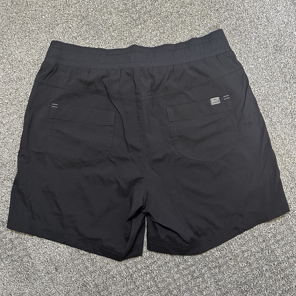 L.L. Bean Black Nylon Hiking Shorts Women's MEDIUM Drawstring Pull-On 6" Inseam - Picture 4 of 9